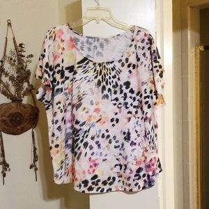 2X Tshirt tie dye with black leopard spots